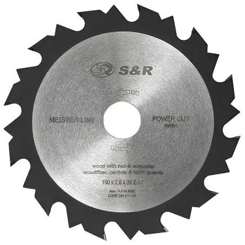 Диск пильный S&R по дереву PowerCut 190x30x2.6 Z12 (241012190)
