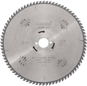 Диск пильный Metabo HW/CT по дереву 254x30х2.4 80 (628223000)