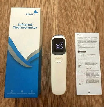 Бесконтактный инфракрасный термометр медицинский для тела AMS AET-R1D1 Одобрен МОЗ + батарейки + украинская инструкция
