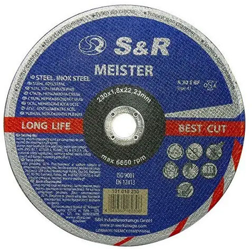 Круг отрезной S&R Meister A30S BF по металлу/нержавейке 230x1.8x22.2 мм (131018230)