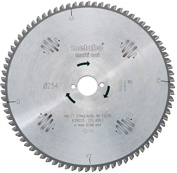 Диск пильный Metabo HW/CT по дереву 254x30х2.4 80 (628093000)