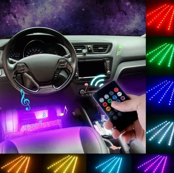 Декоративная RGB LED подсветка салона авто цветомузыка ДУ 12В