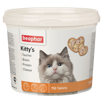 BEAPHAR Kitty's Mix витаминизированное лакомство с таурином и биотином, сыром и протеином (750 таблеток)