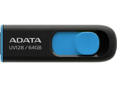 Флеш-накопичувач A-DATA UV128 USB 3.2 Gen 1 (USB 3.0) 64GB Black-Blue (AUV128-64G-RBE)