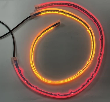Гибкие дневные ходовые огни КРАСНЫЕ с бегущим поворотом ДХО LED DRL 2шт по 60см (скрытый контроллер)