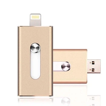 Usb flash 128 Gb, USB 3.0/Lightning for Apple gold