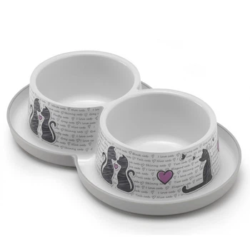 Миска двойная для котов Moderna Double Trendy Dinner, 2 х 350 мл, белый