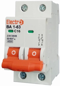 Автоматичний вимикач ElectrO ВА 1-63 2р 16А C (45VA63C2016)