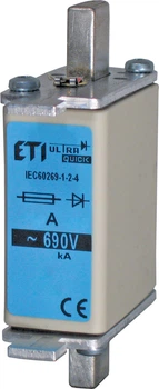Запобіжник ETI M00UQ01 25A 690V aR 200kA 4371207 (надшвидкий)