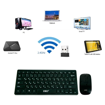 Бездротова мишка та міні клавіатура Mini keyboard UKC - KM901, комплект клавіатура+миша, Чорний