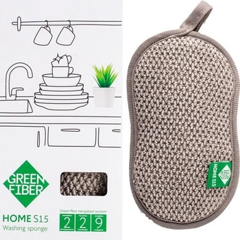 Губка GreenWay Green Fiber HOME S15, для миття посуду, сіра (08103)