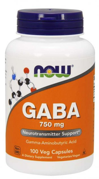 Вітаміни NOW GABA 750 mg Veg Capsules 100 капсул (570401)