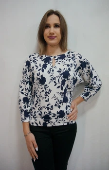 Блуза LAURA ASHLEY TS-51/S02MA05 34 белый + темно-синий 200629