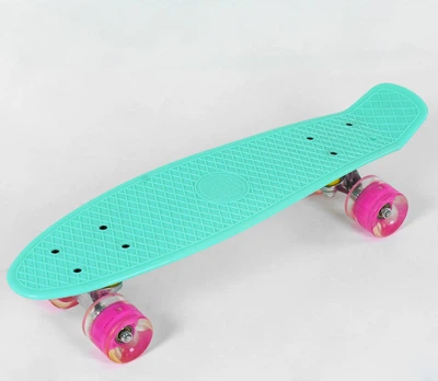 Скейт Пенні борд Best Board з PU колесами, що світяться. Turquoise (74182)