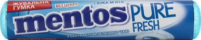 Упаковка жувальної гумки Mentos Pure Fresh зі смаком м'яти 15.57 г х 16 шт. (8935001725428)