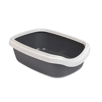 Туалет для кошек с бортиком Природа Comfort М 41х30х13,5 см серый
