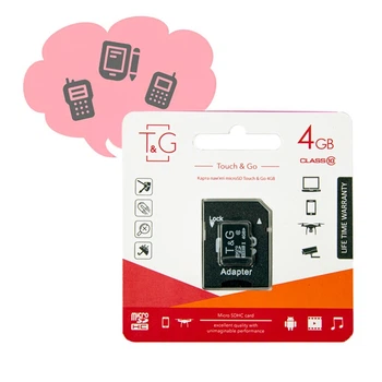 Карта памяти microSDHC 4GB T&G, флешка микро сд на телефон и для видеорегистратора с адаптером Class 10 (1008932-Other)