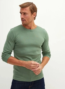 Чоловічий реглан LC Waikiki з круглим коміром L Оливковий (LCWKnitwear-9006)