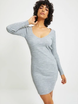 Платье короткое осеннее женское Trendyol TWOAW22EL0047/Gri M Серое (8683043934390)