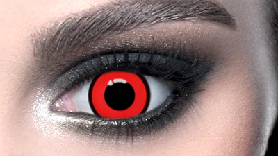 Кольорові контактні лінзи ELITE Lens Red обідок 14.5 мм для косплею вампіра та на Halloween 2 шт червоні (N0140)