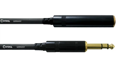 Балансный аудио кабель Jack 6.3 female — Jack 6.3 male 10м Cordial CFM 10 VK