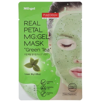 Маска для обличчя гідрогелева "Зелений чай" Purederm Real Petal MG:gel Mack "GREEN TEA" 30 г (8809541199011)