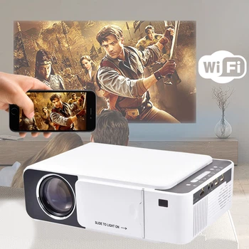 портативный Проектор мультимедийный светодиодный LED Everycom T5SF WiFi 2600Lm с HD 1080р для домашнего кинотеатра Белый