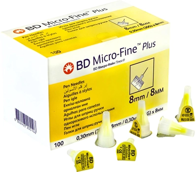 Голки Becton Dickinson BD Micro-Fine для шприц-ручки 30 G 0.30 x 8.0 мм (320519 Г ШР 30) №100