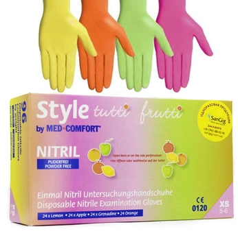 Нітрилові рукавички M (7-8) Style (96 шт) (жовтий, салатовий, оранжевий, рожевий)