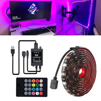 USB лента подсветки ТВ Hunta LED RGB 2м с пультом д/у и датчиком звука