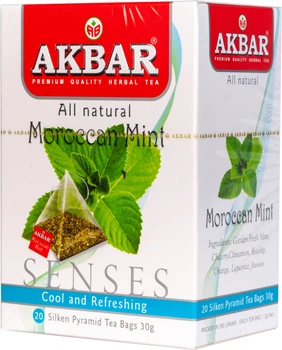 Чай травяной Akbar Мороккан Минт из мяты с цедрой апельсина 1.5 г х 20 шт (5014176014254)