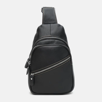 Сумка слинг через плечо мужская из натуральной кожи Laras K101908bl Черная (ROZ6400205655)