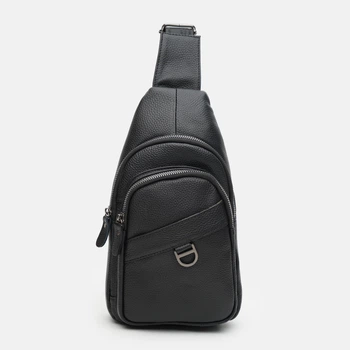 Сумка слинг через плечо мужская из натуральной кожи Laras K104039bl Черная (ROZ6400205656)