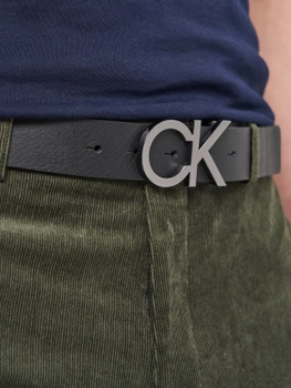 Ремінь чоловічий шкіряний Calvin Klein Jeans Adj Ck Metal Silver Sb 35 mm K50K507865-BAX 110 см Ck Black (8719855225408)