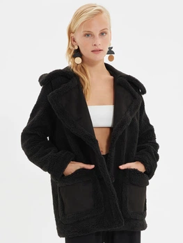 Пальто осеннее короткое женское Trendyol TWOAW22KB0073 38 Черное (8683043848369)