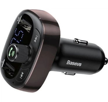 FM-трансмиттер Baseus T-typed S-09 Bluetooth MP3 Car Charger 2.4A 2xUSB Coffee (CCALL-TM12)