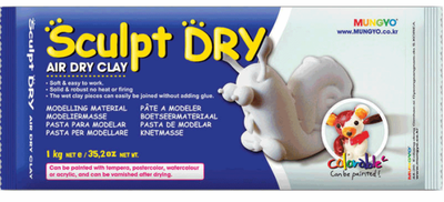 Маса для моделювання Mungyo Sculpt Dry біла самозастигна 1 кг (8804819065401)