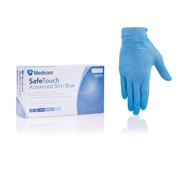 Перчатки нітрилові SafeTouch Slim Blue размер L (50 пар/упаковка)