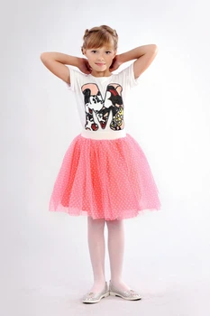 Футболка біла з принтом Mickey Mouse (Мікі Маус) для дівчинки Diva 134-140 см (619)