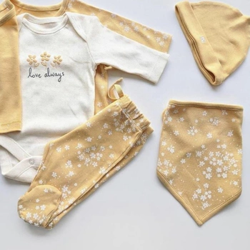 Набор для новорожденного ребенка George 3-6M 62-68см желто-белый с принтом