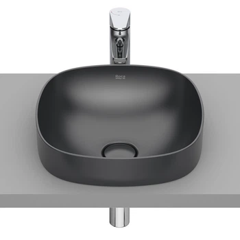 Раковина накладная Roca Inspira 370x370 круглая, черная матовая (A32750R640)