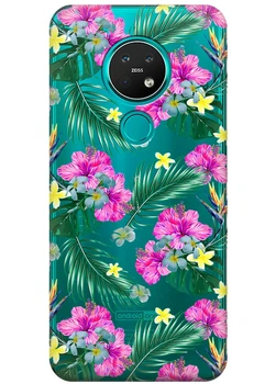 Силиконовый чехол iSwag для Nokia 7.2 Тропические цветы (M13250)