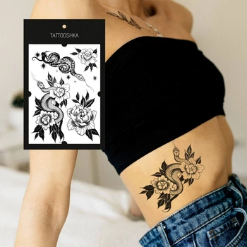 Набор временных татуировок TATTOOSHKA "Змеи в цветах" HB-571