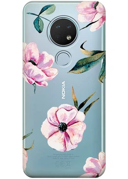 Силиконовый чехол iSwag для Nokia 6.2 Пионы (M13170)