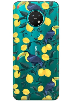 Силиконовый чехол iSwag для Nokia 7.2 Туканы и лимоны (M13252)