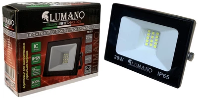 Прожектор LED SMD 20W 6000K (L-15см з радіатором) STANDARDeco чорный LUMANO