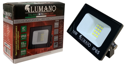 Прожектор LED SMD 10W 6000K (L-15см з радіатором) STANDARDeco чорный LUMANO