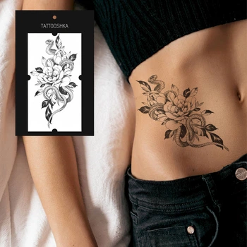 Временная тату TATTOOSHKA "Змея в пионах" XQB-283