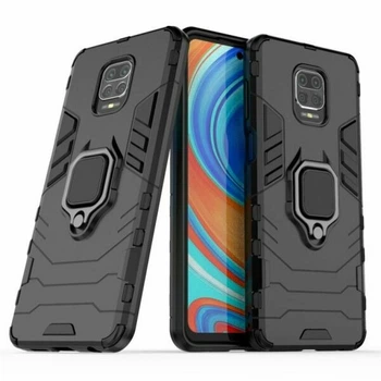 Чехол с подставкой Deexe Hybrid Case для Xiaomi Redmi Note 9 Pro / Note 9S / Note 9 Pro Max - Black
