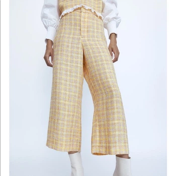 Кюлоты Zara L желтый клетка 7149057300